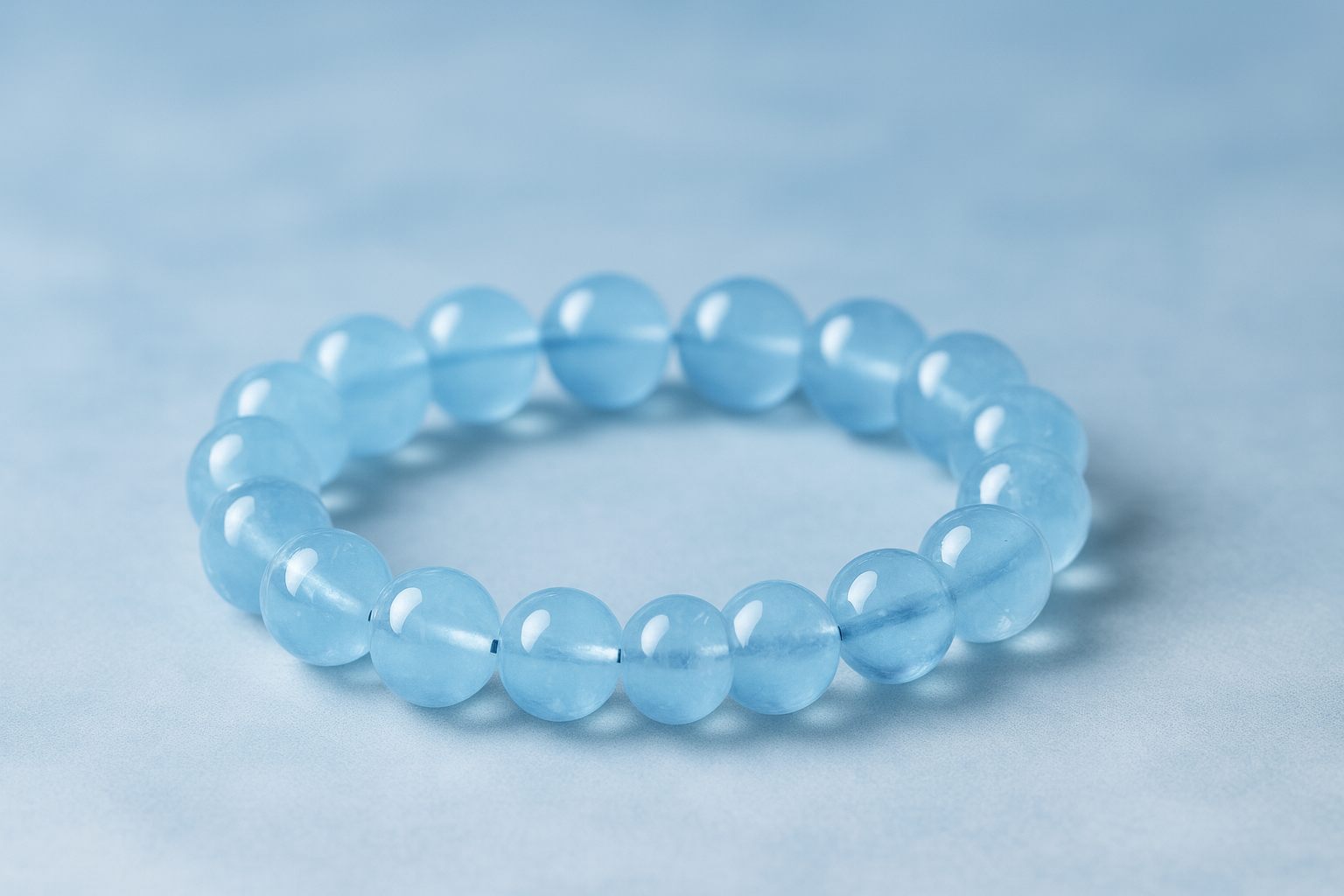 海洋之水守護石海藍寶水晶手串 Aquamarine - Image 2